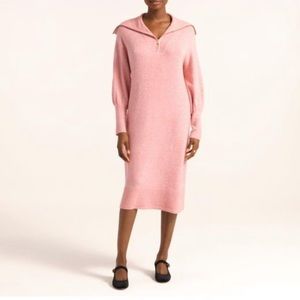 J.Crew Pink Half-Zip Sweater Dress in Super Soft Yarn